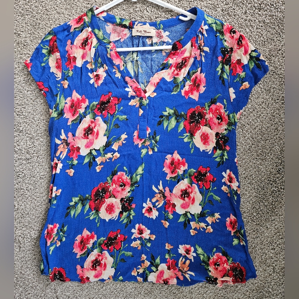 Floral Blue Women's Maternity Top